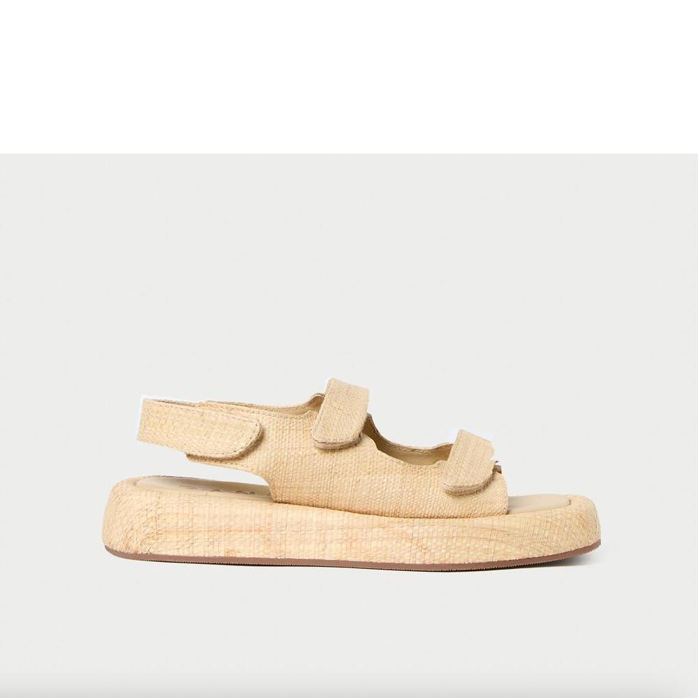 Loeffler Randall Natural Raffia Platform Slingback Sandals
